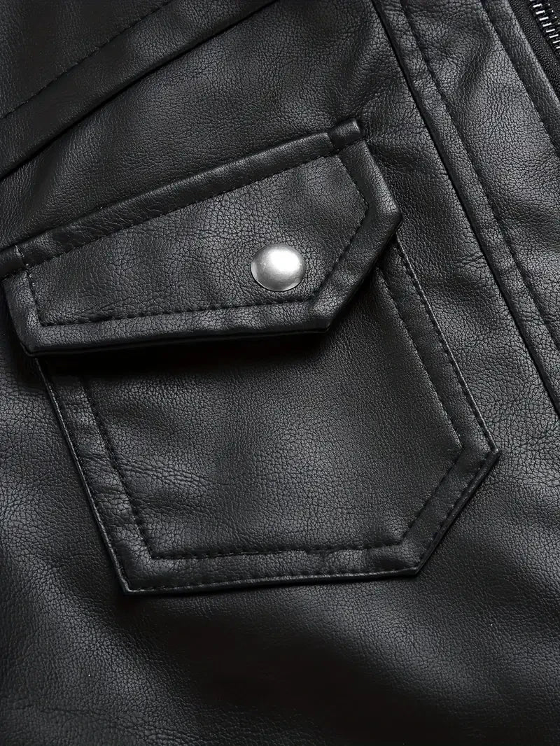 New York Giants HVKC1661 - Premium & Ultra-Thick Leather Jacket with Fleece Hood