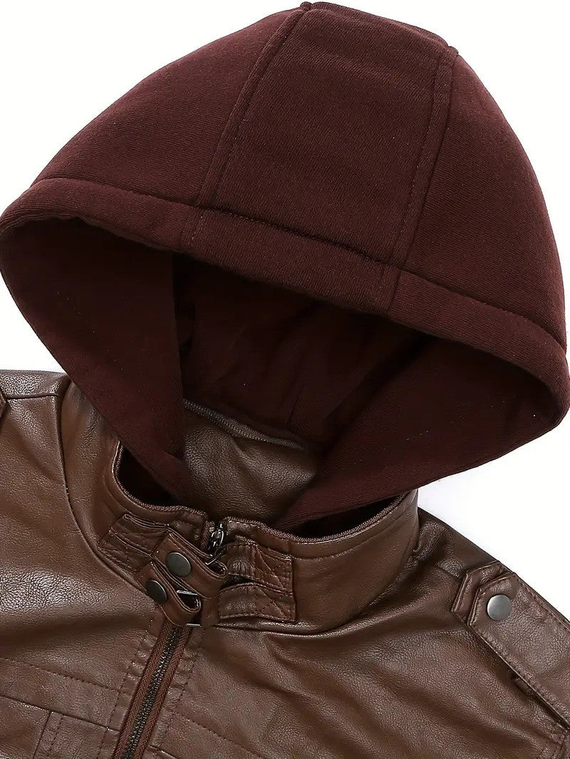 Green Bay Packers Premium & Ultra-Thick Leather Jacket with Fleece Hood with Fleece Hood HVKC962 - Premium & Ultra-Thick Leather Jacket with Fleece Hood