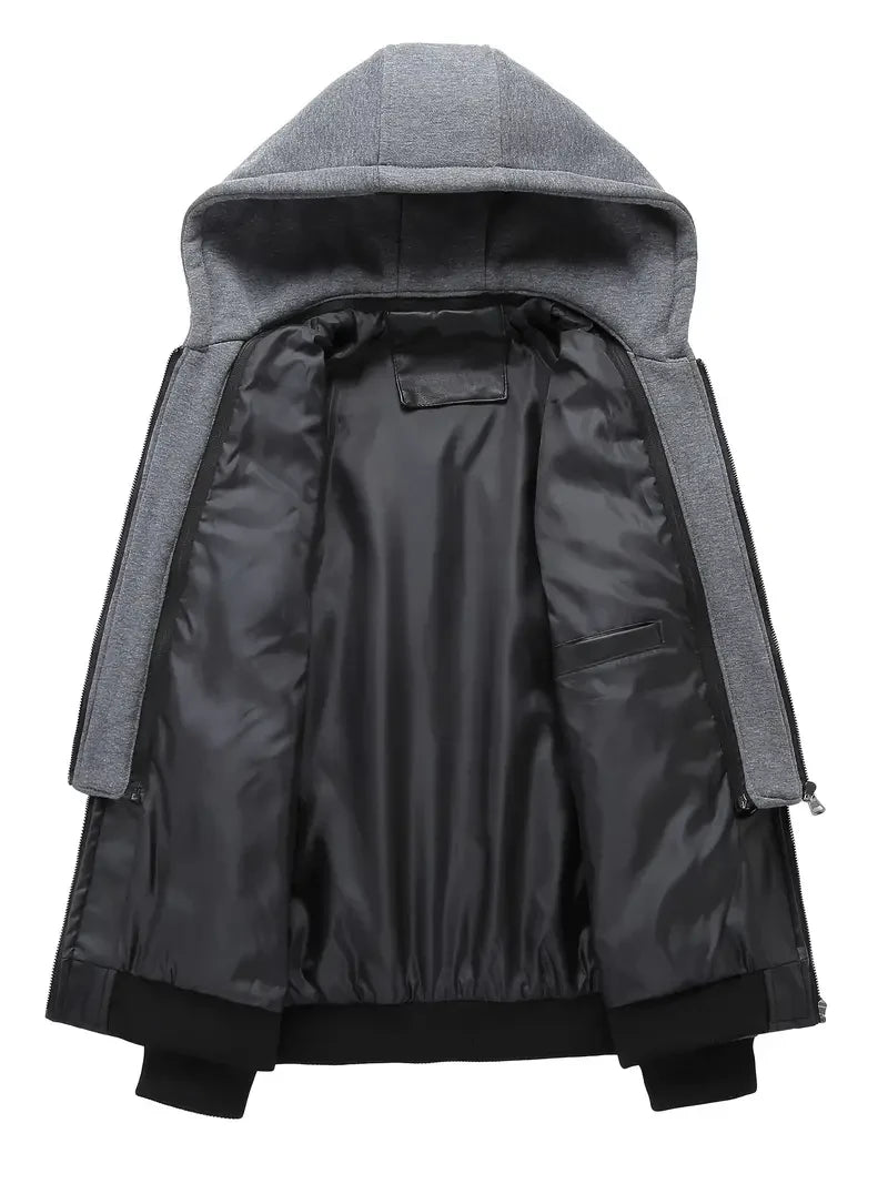 Premium & Ultra-Thick Leather Jacket with Fleece Hood - New Orleans Saints PHVK8421
