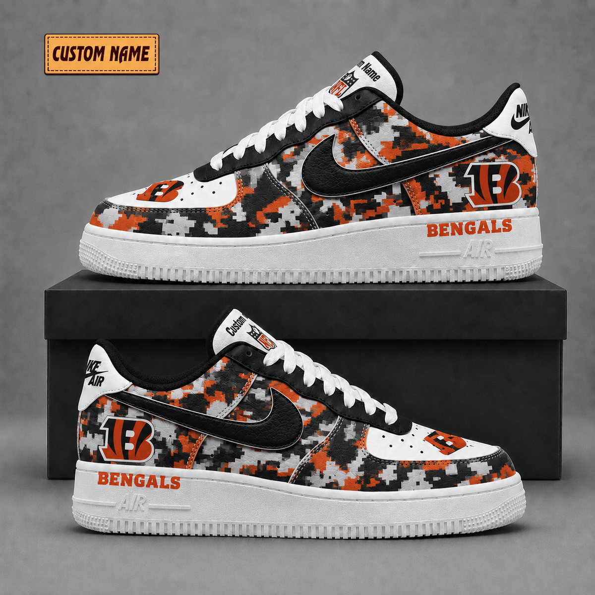 Cincinnati Bengals | Premium NFL Fear The Team AF1 Sneakers - VA38822