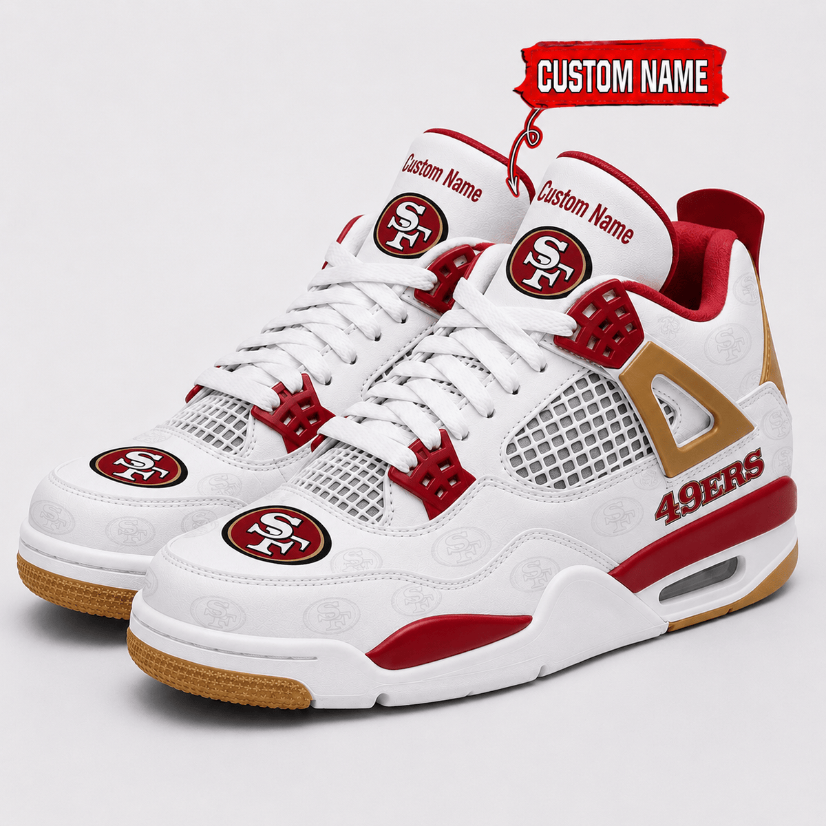 San Francisco 49ers Personalized AJ4 Sneaker VA346