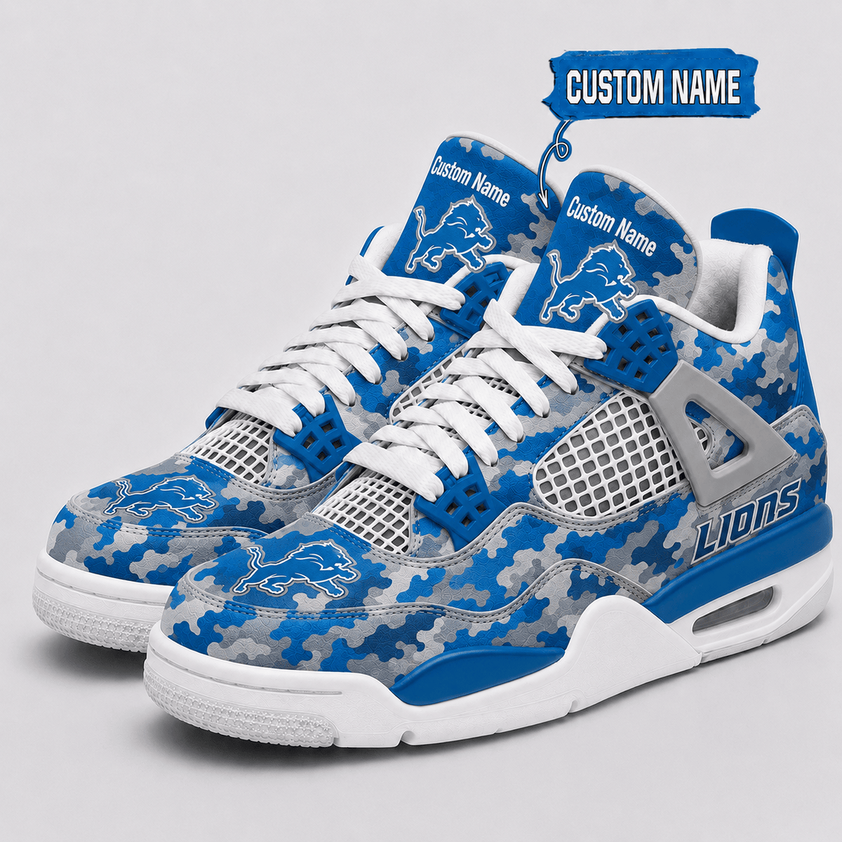 Detroit Lions Personalized AJ4 Sneaker VAN12120