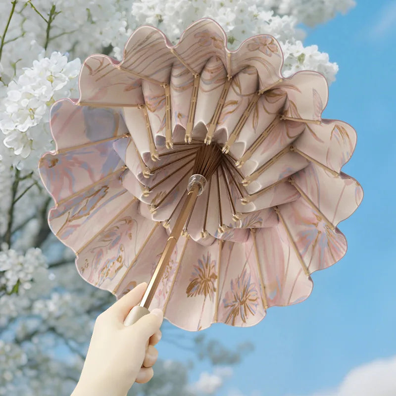 16 Ribs Folding Umbrella Sun Rain Dual Use UV Protection Sun Umbrella Large Windproof Thickened Parasol for Women Man