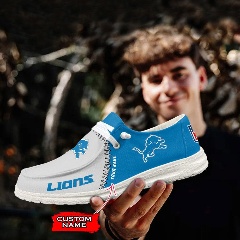 Detroit Lions Moccasin Slippers - Hey Dude Shoes Style AZCHDUDE062