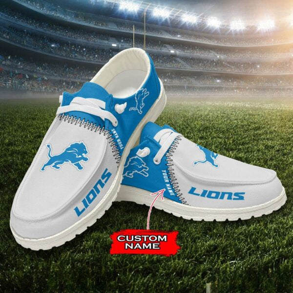 Detroit Lions Moccasin Slippers - Hey Dude Shoes Style AZCHDUDE062
