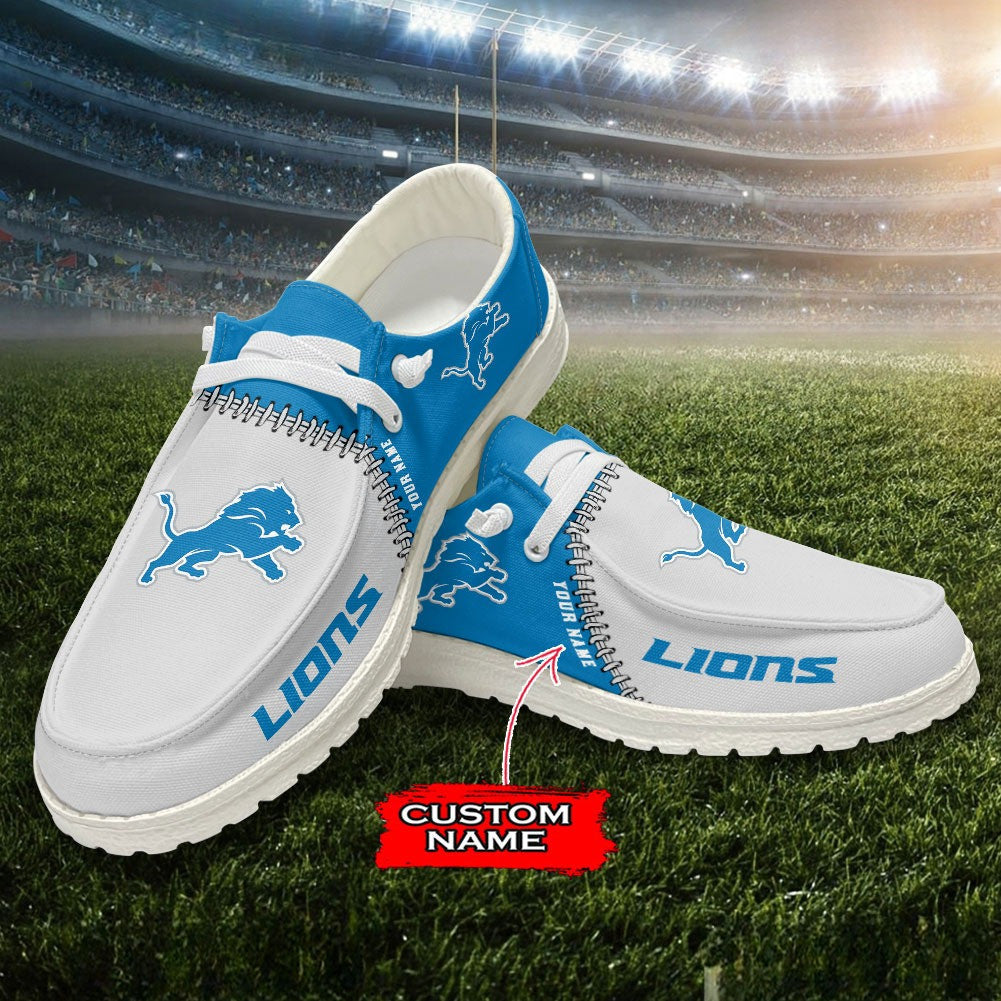 Detroit Lions Moccasin Slippers - Hey Dude Shoes Style AZCHDUDE062