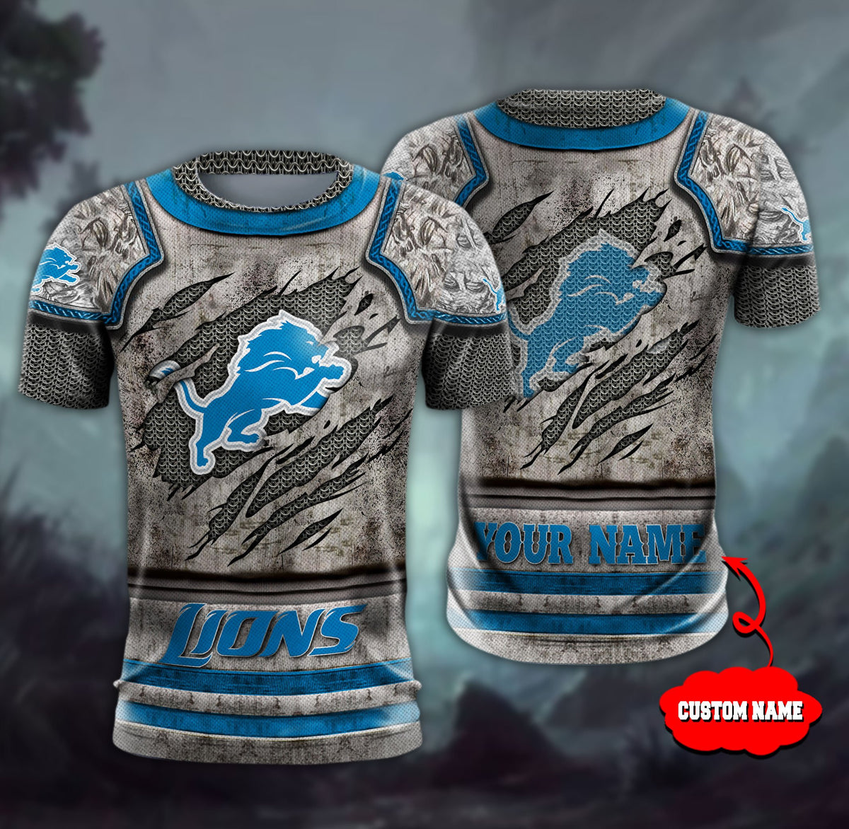 Detroit Lions Personalized All Over Printed 587