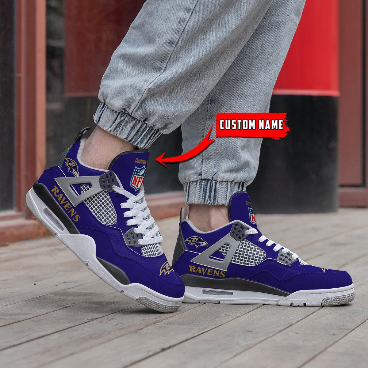 Baltimore Ravens Personalized AJ4 Sneaker BG331
