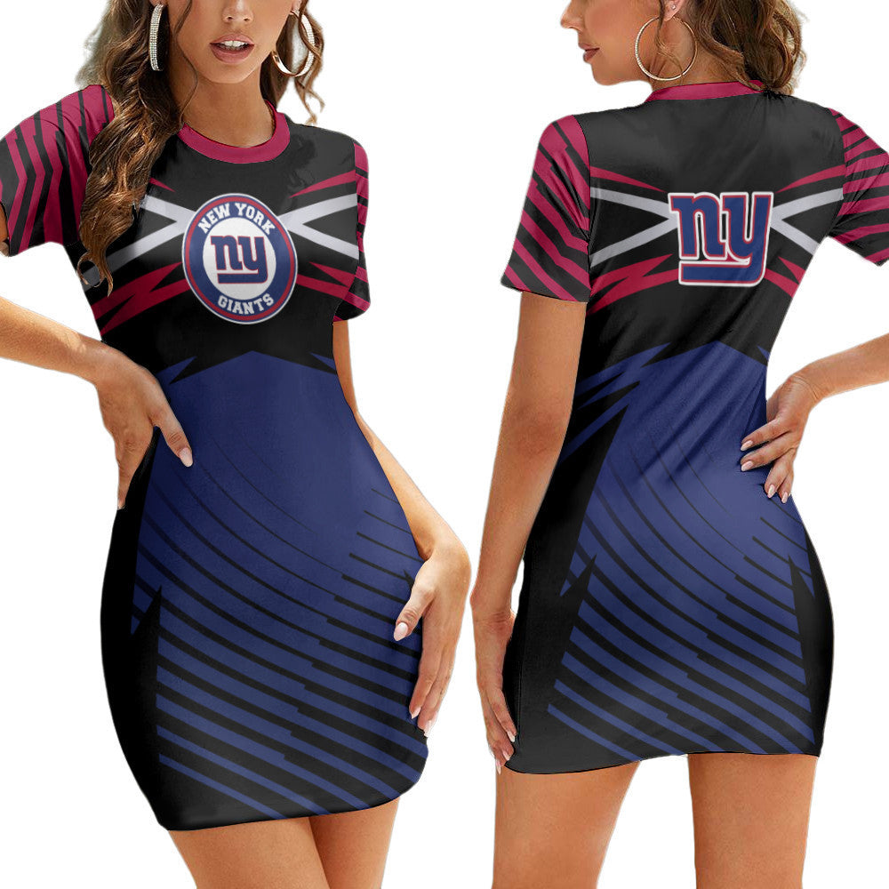 New York Giants Casual Short Sleeve Bodycon Mini Dress BG172