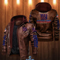 Buy New York Giants HVK176 Men's PU Premium & Ultra-Thick Leather Jacket with Fleece Hood Size S-3XL Jacket