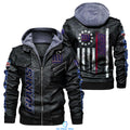 Buy New York Giants HVKC455 Men's PU Premium & Ultra-Thick Leather Jacket with Fleece Hood with Fleece Hood Size S-3XL Jacket - Premium & Ultra-Thick Leather Jacket with Fleece Hood