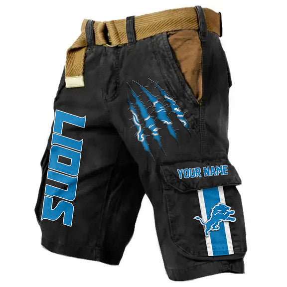 Detroit Lions Pocket Print Cargo Shorts (Belt Not Included) S9MCS217