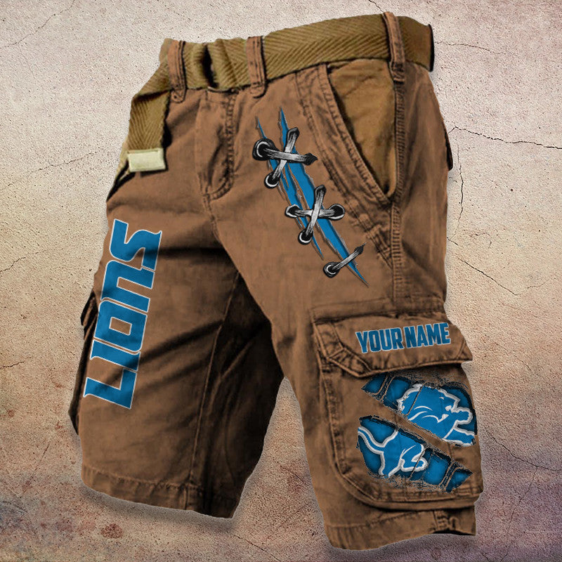 Detroit Lions Pocket Print Cargo Shorts (Belt Not Included) S9MCS140