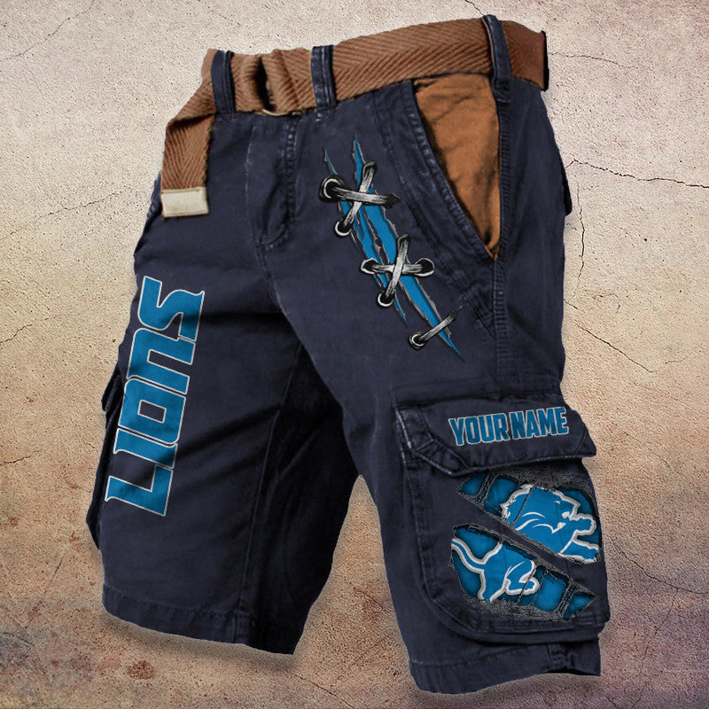 Detroit Lions Pocket Print Cargo Shorts (Belt Not Included) S9MCS140