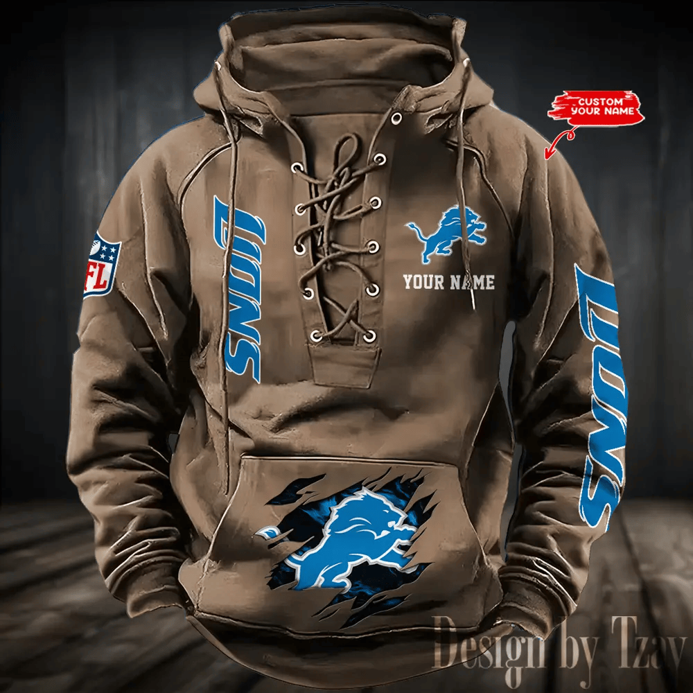 SPTS9HLUH107-Detroit Lions Men's Hooded Lace-up Hoodie
