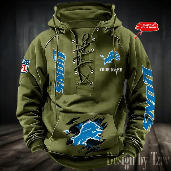 SPTS9HLUH107-Detroit Lions Men's Hooded Lace-up Hoodie