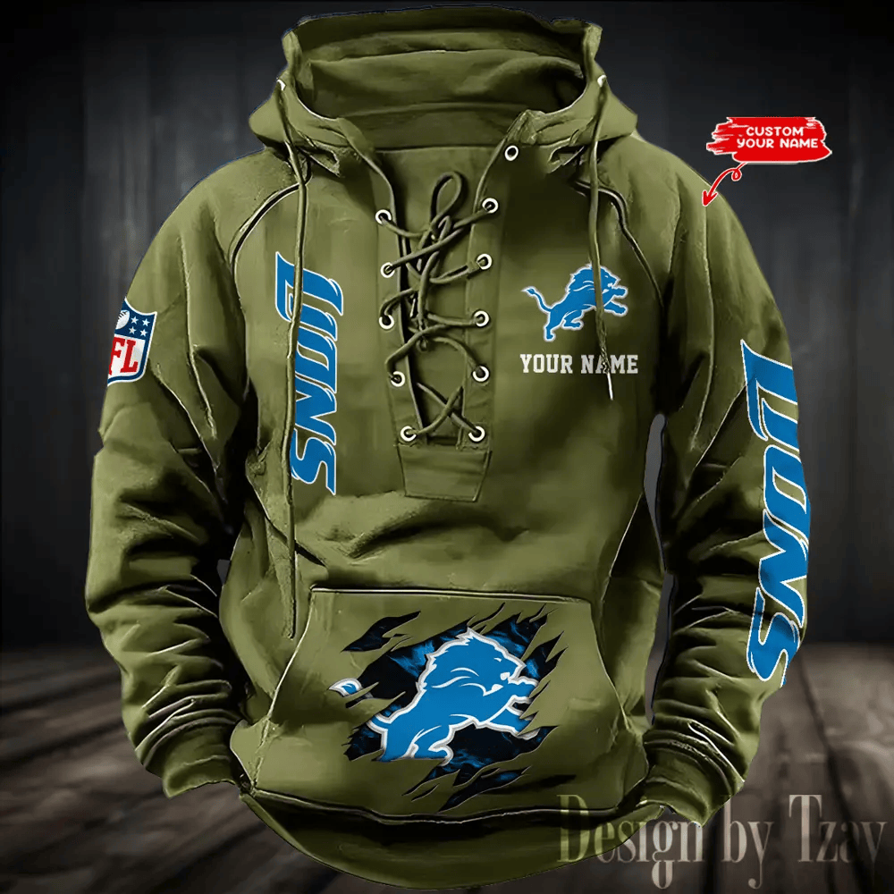 SPTS9HLUH107-Detroit Lions Men's Hooded Lace-up Hoodie