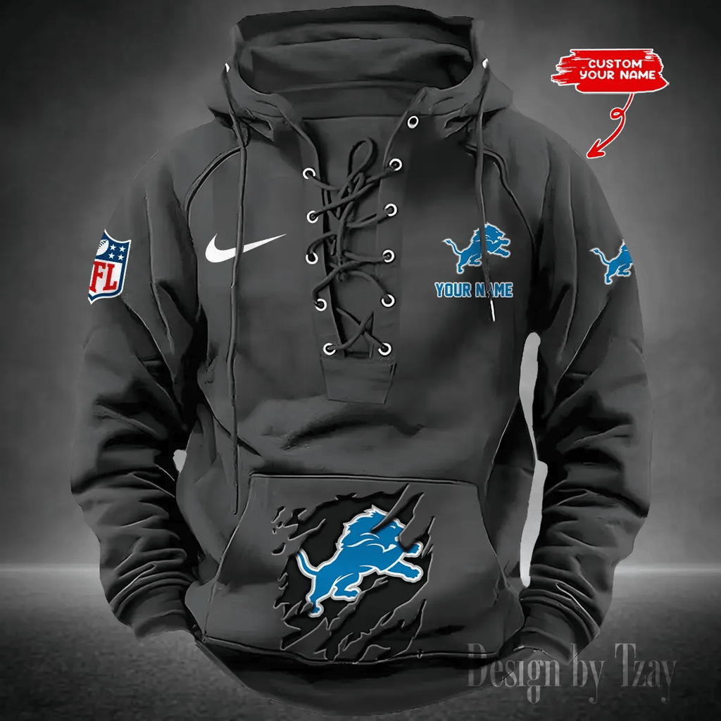 SPTS9HLUH011-Detroit Lions Men's Hooded Lace-up Hoodie