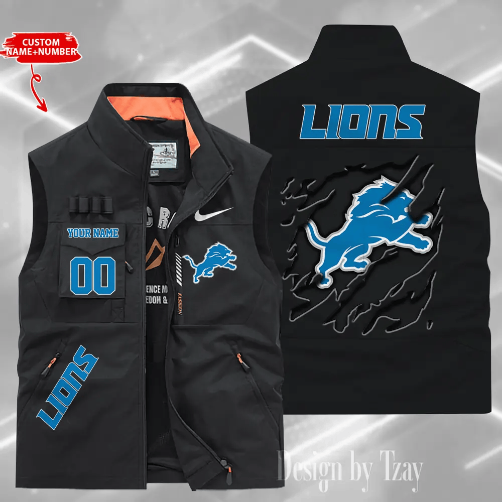 Detroit Lions Sleeveless Jacket Multicolor S9SLJK076