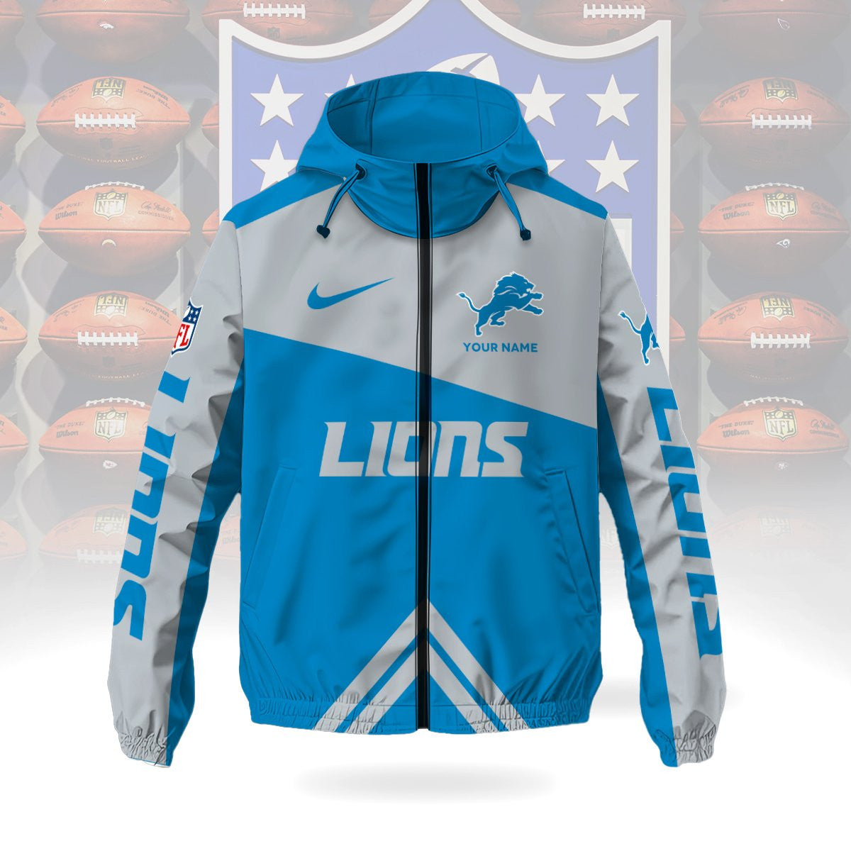 Detroit Lions Custom Windbreaker Outdoor Jacket Sport Fan Gift SPTWJACKET011