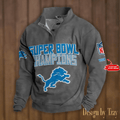 SPTS9DBSCH295-Detroit Lions Premium Stand-Collar Game-Day Pullover - Engineered Warmth & Personalized Names DV8