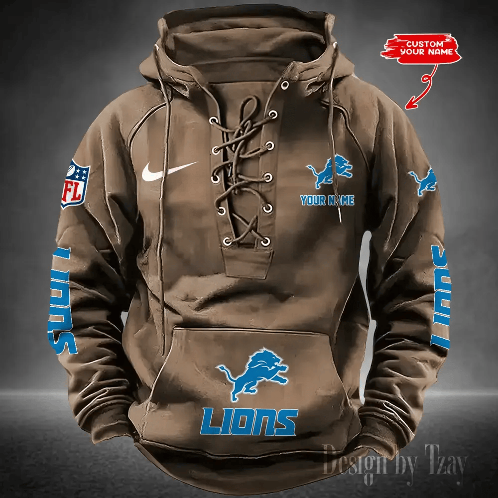 SPTS9HLUH075-Detroit Lions Men's Hooded Lace-up Hoodie
