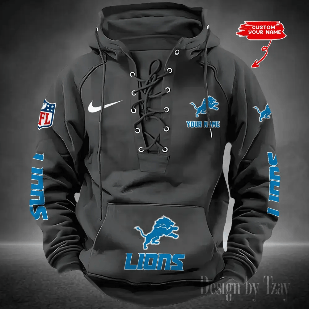 SPTS9HLUH075-Detroit Lions Men's Hooded Lace-up Hoodie