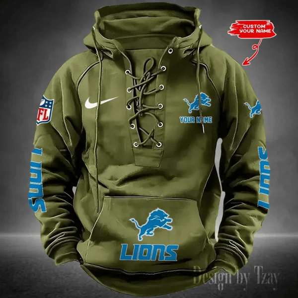 SPTS9HLUH075-Detroit Lions Men's Hooded Lace-up Hoodie