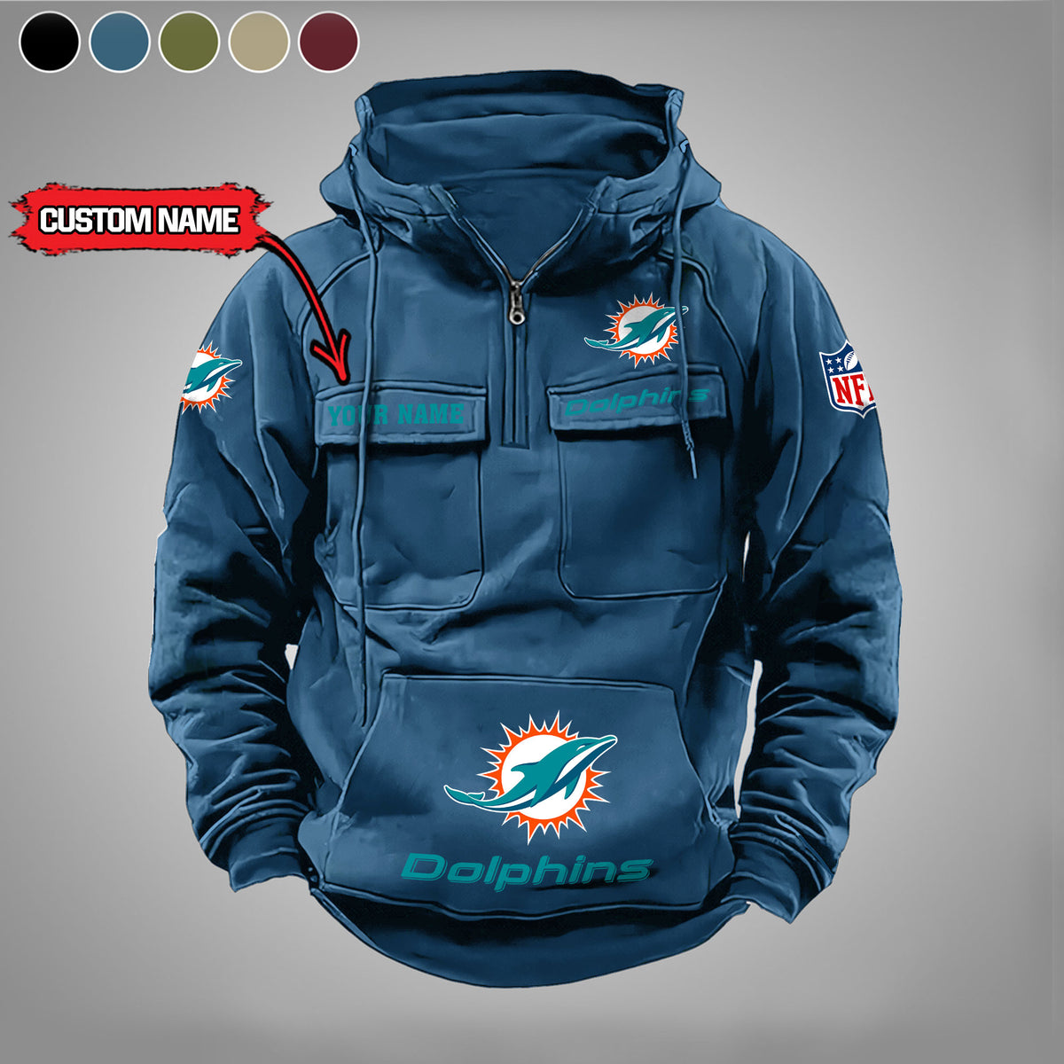 Miami Dolphins Vintage Men Hoodie AZVMHD010