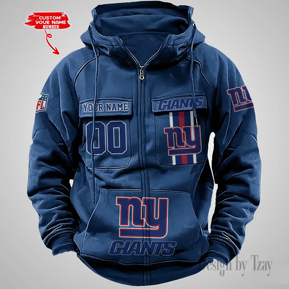 New York Giants Vintage Men Hoodies Zipup DV6 AZVMHD435