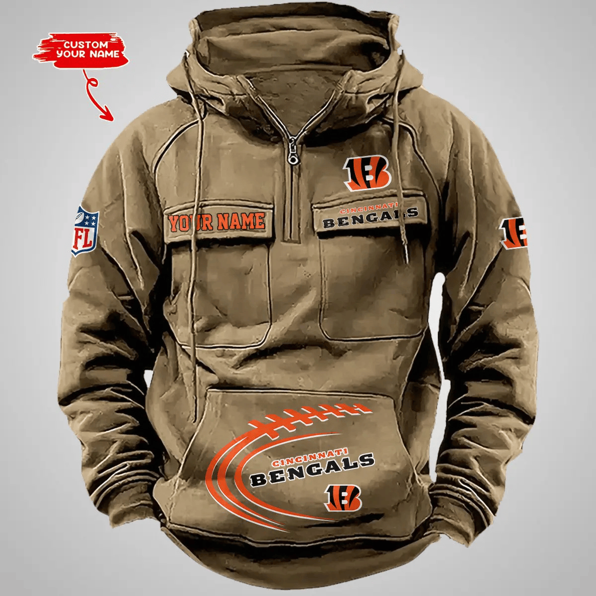 Cincinnati Bengals Vintage Men Hoodie AZVMHD116