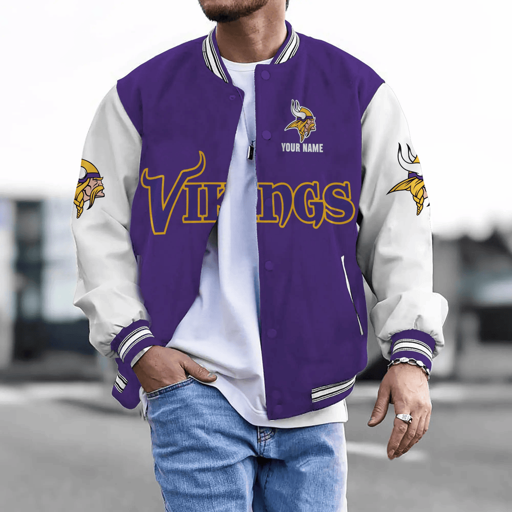 Minnesota Vikings Personalized New Baseball Jacket Gifts For Fan SPTBBJACKET021