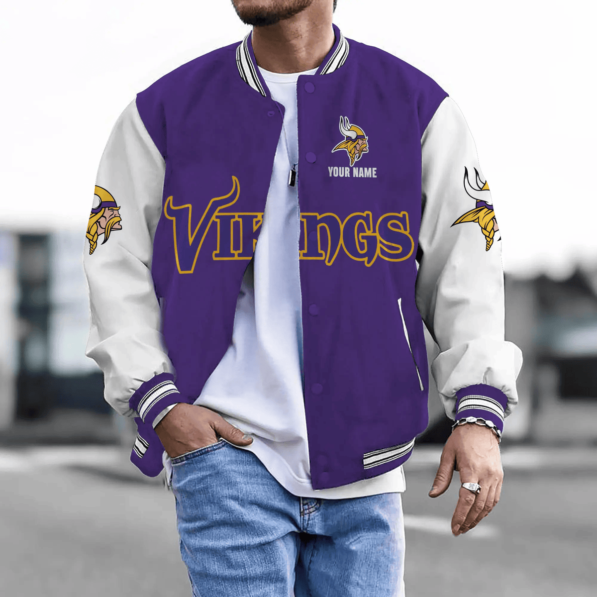 Minnesota Vikings Personalized New Baseball Jacket Gifts For Fan SPTBBJACKET021