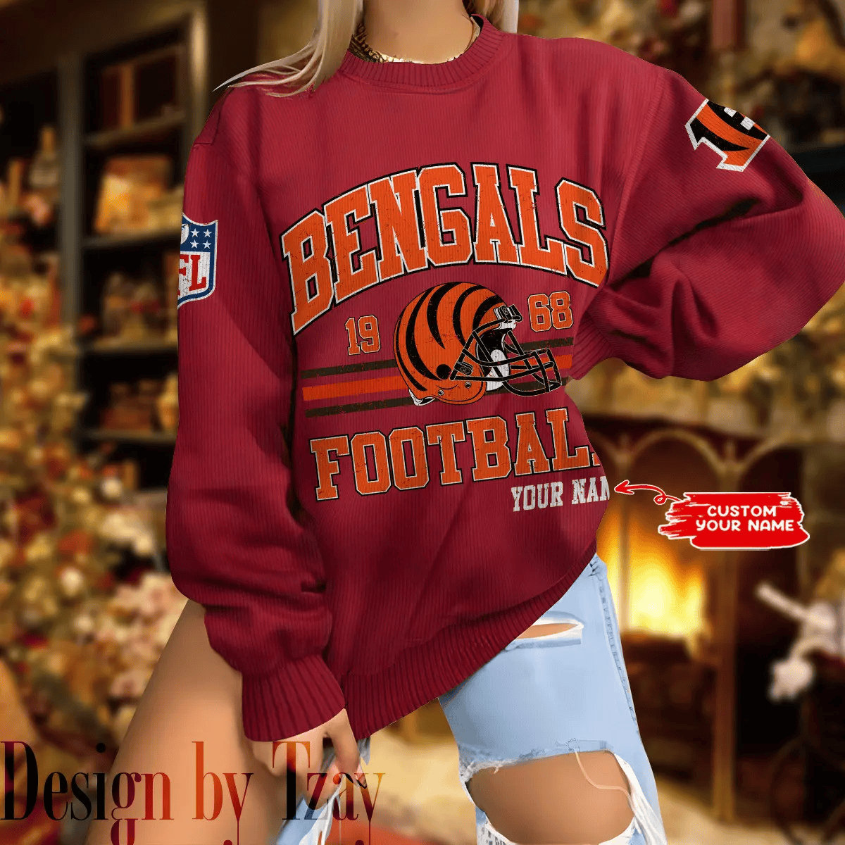 Cincinnati Bengals Personalized Fashion Design New Woolen Sweater  BGSWT302