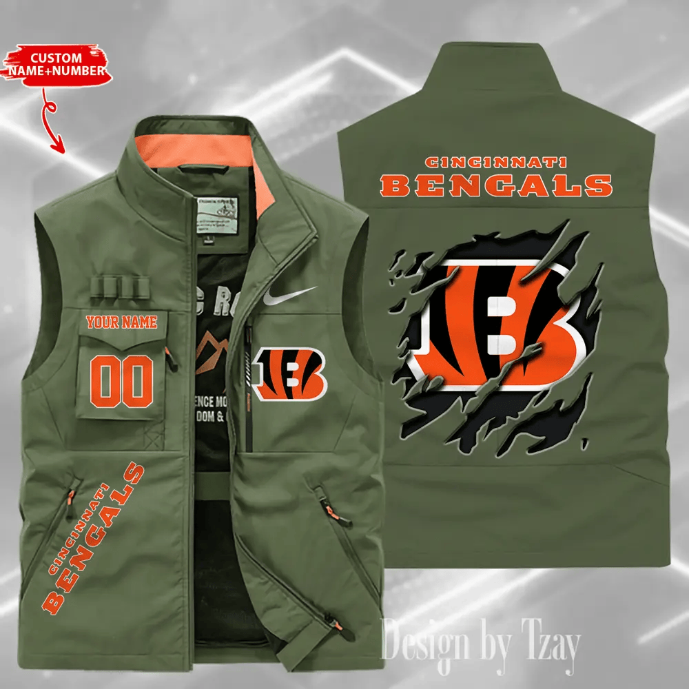 Cincinnati Bengals Sleeveless Jacket Multicolor S9SLJK072
