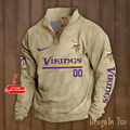 Minnesota Vikings Premium Stand-Collar Game-Day Pullover - Engineered Warmth & Personalized Name S9DBSCH085