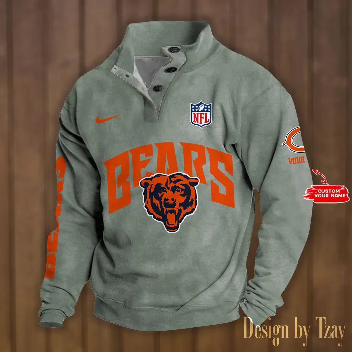 Chicago Bears Premium Stand-Collar Game-Day Pullover - Engineered Warmth & Personalized Name S9DBSCH038