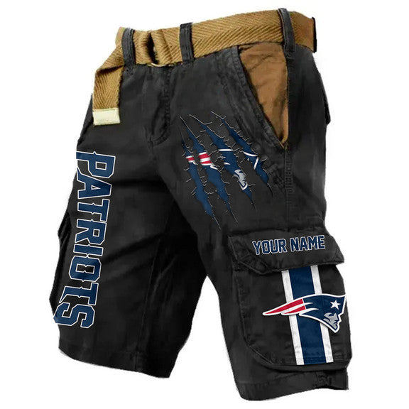 New England Patriots Pocket Print Cargo Shorts (Belt Not Included) S9MCS228