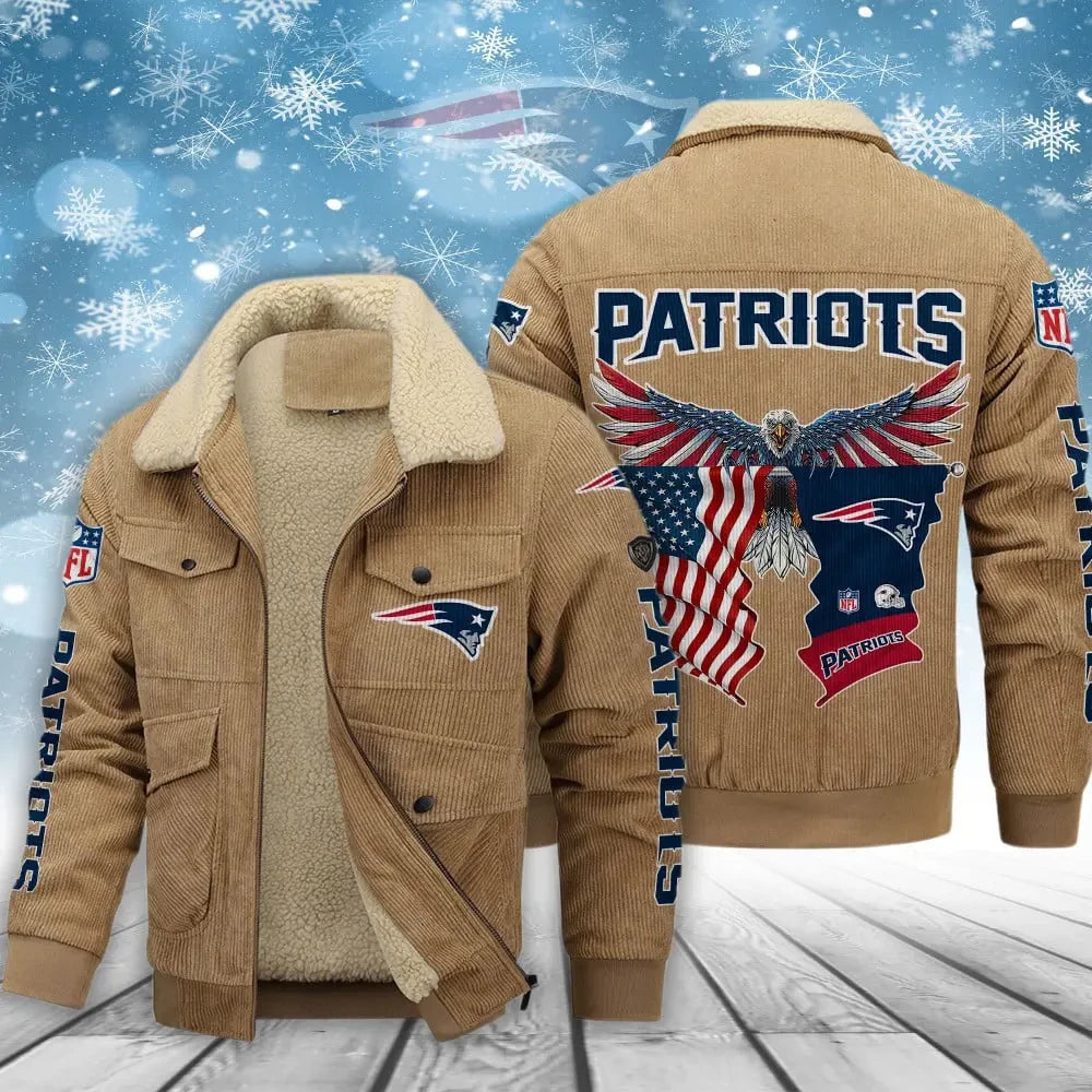 New England Patriots VITCJ093 Men’s Thickened Corduroy Jacket