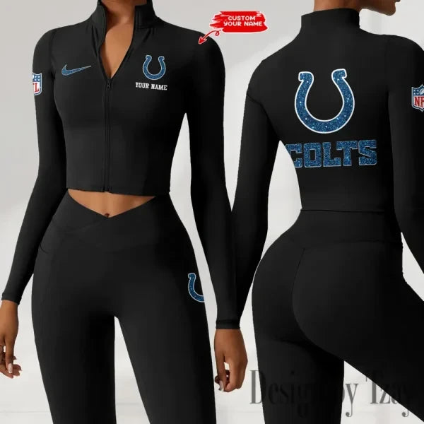 Indianapolis Colts Zipper Sports Top Women Gym Long Sleeve for Fitness SPTZSTW115
