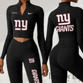 New York Giants Women Activewear Set 2 Piece Crop Jacket and High Waist Leggings SPTZSTW286