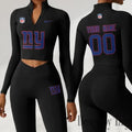 New York Giants Women Activewear Set 2 Piece Crop Jacket and High Waist Leggings SPTZSTW222