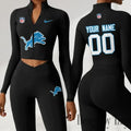 Detroit Lions Women Activewear Set 2 Piece Crop Jacket and High Waist Leggings SPTZSTW209
