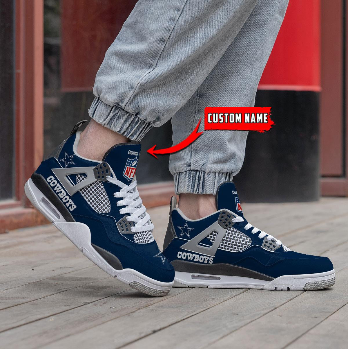 Dallas Cowboys Personalized AJ4 Sneaker BG345