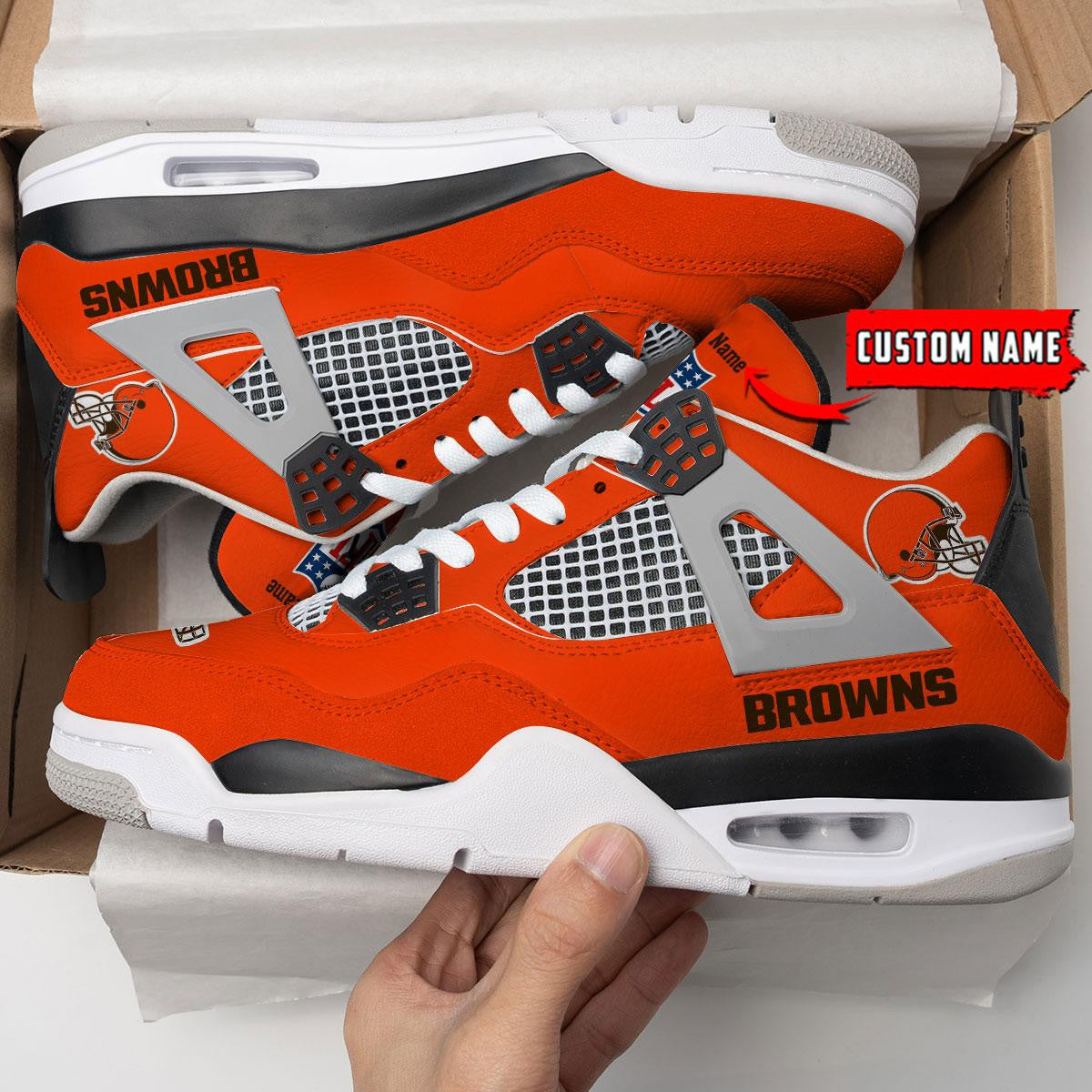 Cleveland Browns Personalized AJ4 Sneaker BG346