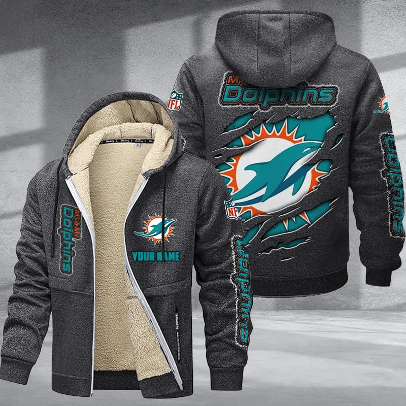 Miami Dolphins DMTZ0373 Premium Thick Zip-Up Hoodie