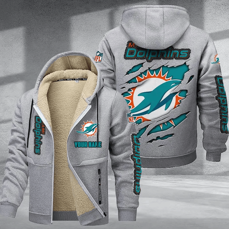 Miami Dolphins DMTZ0373 Premium Thick Zip-Up Hoodie