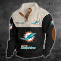 Miami Dolphins S9DBSCH1220 Color Block Stand Collar Sweatshirt