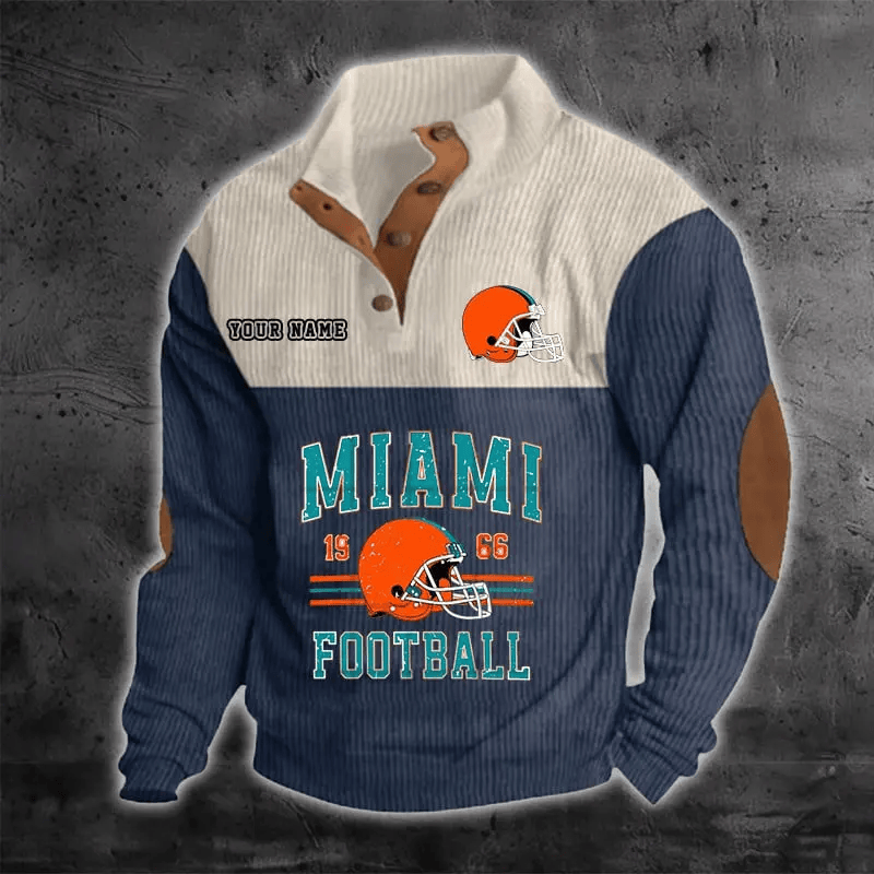 Miami Dolphins S9DBSCH1188 Color Block Stand Collar Sweatshirt