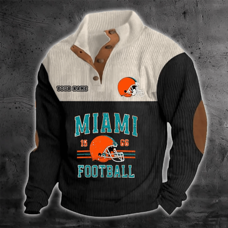 Miami Dolphins S9DBSCH1188 Color Block Stand Collar Sweatshirt